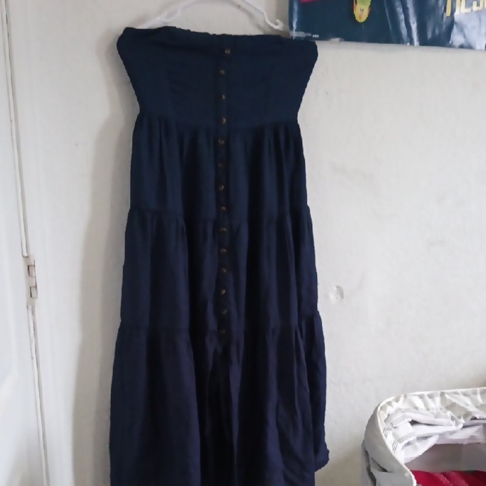 Lulu's Midnight Blue Strapless Dress